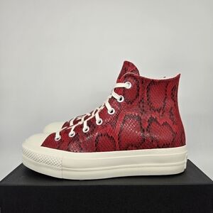 Chuck Taylor All Star Lift Platform High Snakeskin Red Women's Shoes Size 7